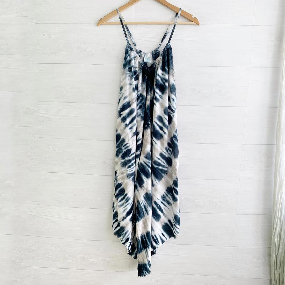 Tra Vida - Navy tie-dye handkerchief tank asymmetrical hem jumpsuit, XS